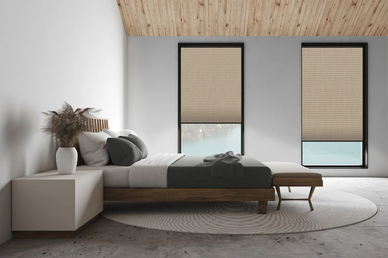 White attic master bedroom, side view