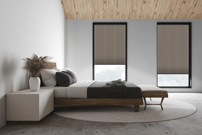 White attic master bedroom, side view