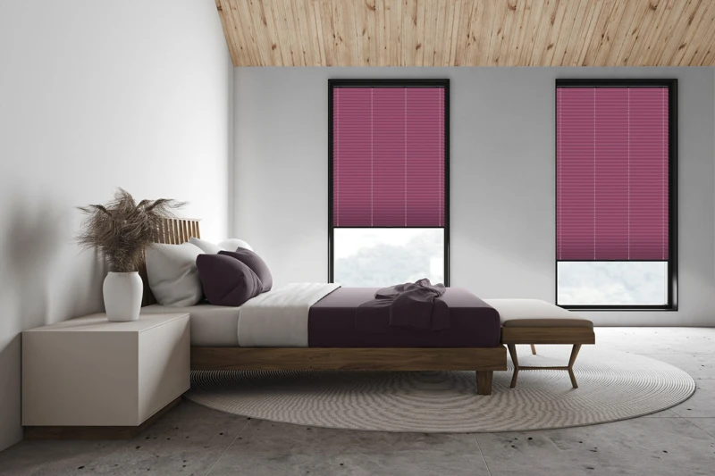 White attic master bedroom, side view