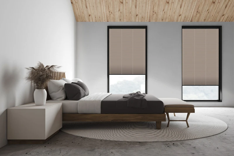 White attic master bedroom, side view