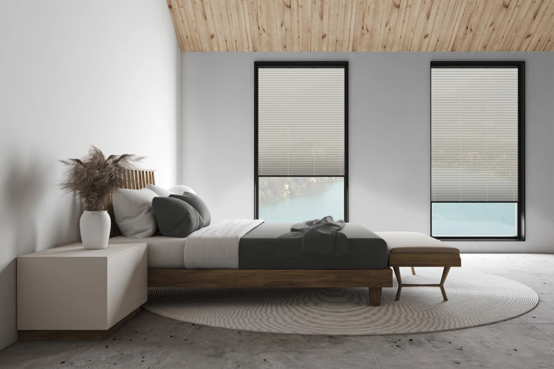 White attic master bedroom, side view