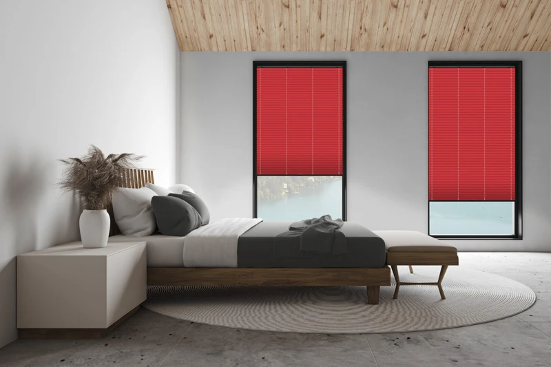 White attic master bedroom, side view