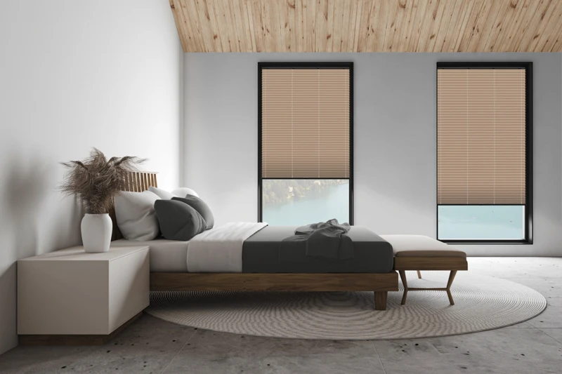 White attic master bedroom, side view