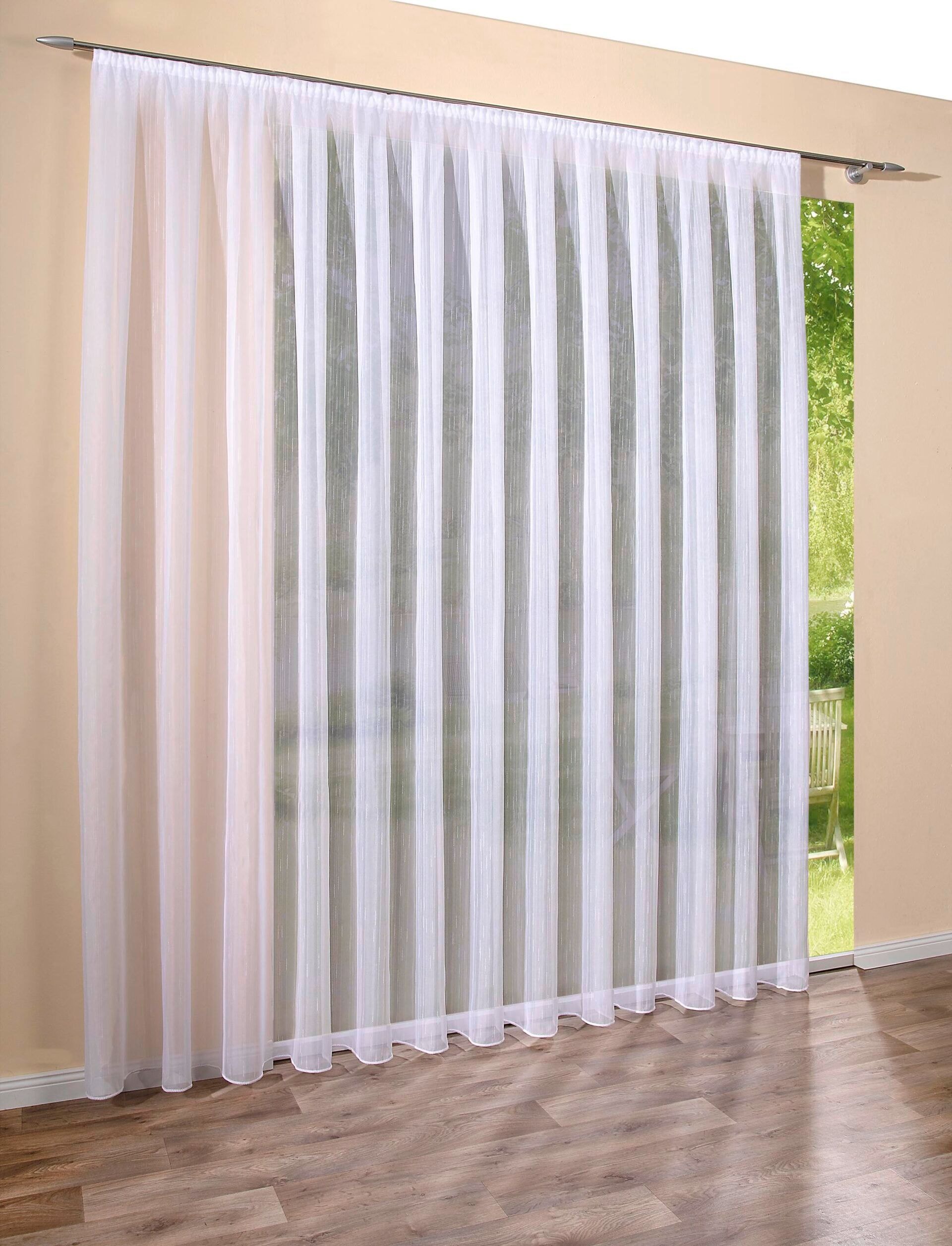 Gardine »Voile Streifen Weiß« | DecoHome